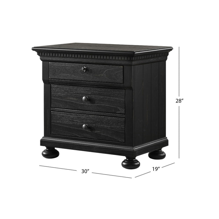 Waylon 3 - Drawer Solid Wood Nightstand in Black/Silver Greyleigh™