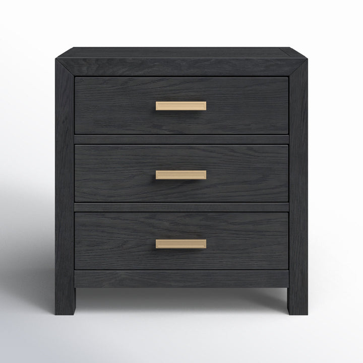 Ashdon 3 - Drawer Solid Wood Nightstand Wade Logan® Color: Charcoal