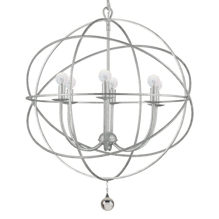 Jayden 6 - Light Statement Globe Chandelier with Hand Blown Glass Accents Greyleigh™ Size: 123.5" H x 28.5" W x 28.5" D Finish: Olde Silver