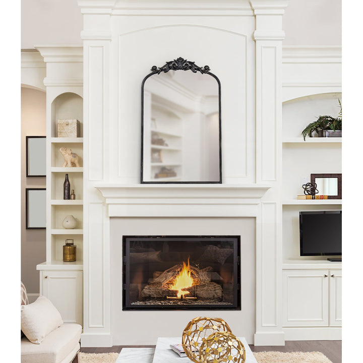 Anglo Arendahl Traditional Accent Mirror Fleur De Lis Living Size: 36" x 24" Finish: Black