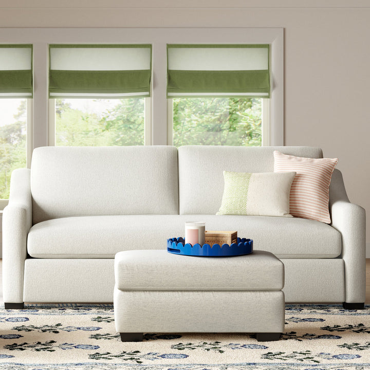 Cranbrook Upholstered Ottoman Birch Lane™ Fabric: Bella Loden Performance Velvet