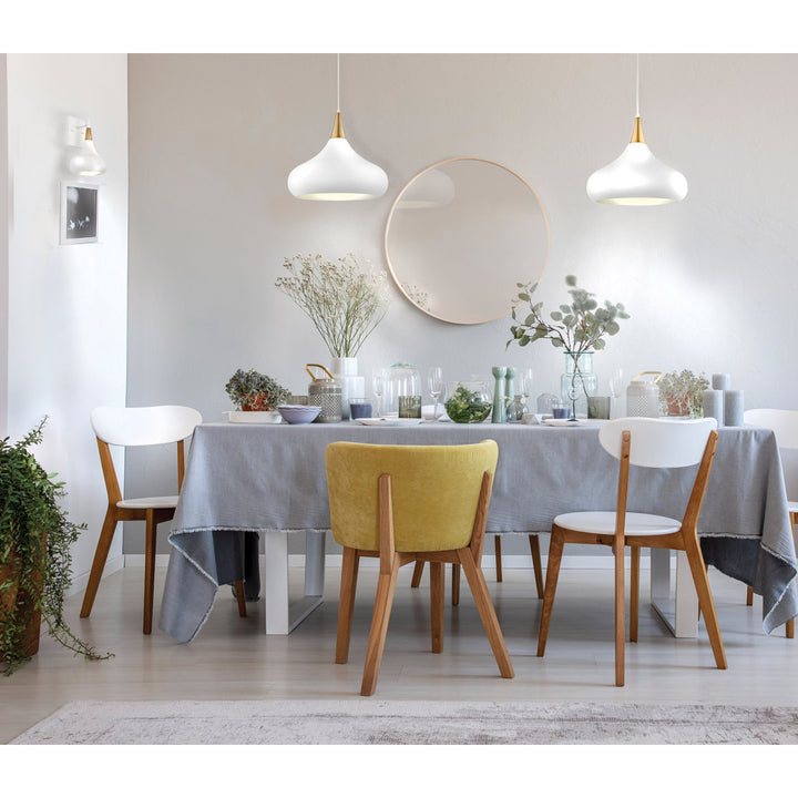 Braylon 1 - Light Single Teardrop Pendant Mercury Row® Size: 10" H x 10" W x 10" D Finish: Matte White/Burnished Brass
