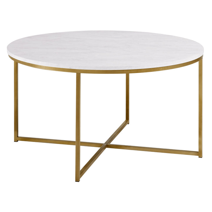 Wasser Cross Legs Coffee Table Mistana™ Table Top Color: White, Table Base Color: Gold