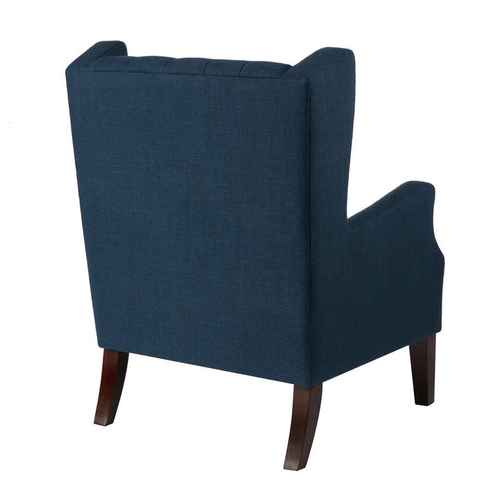 Allis Upholstered Button Tufted Wingback Chair Three Posts™ Upholstery Color: Navy Polyester Blend