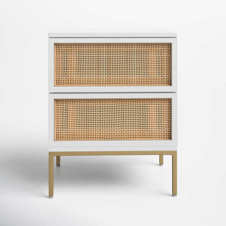 Prudhoe 2 Drawer Solid Wood Nightstand Sand & Stable™ Color: Gold/White