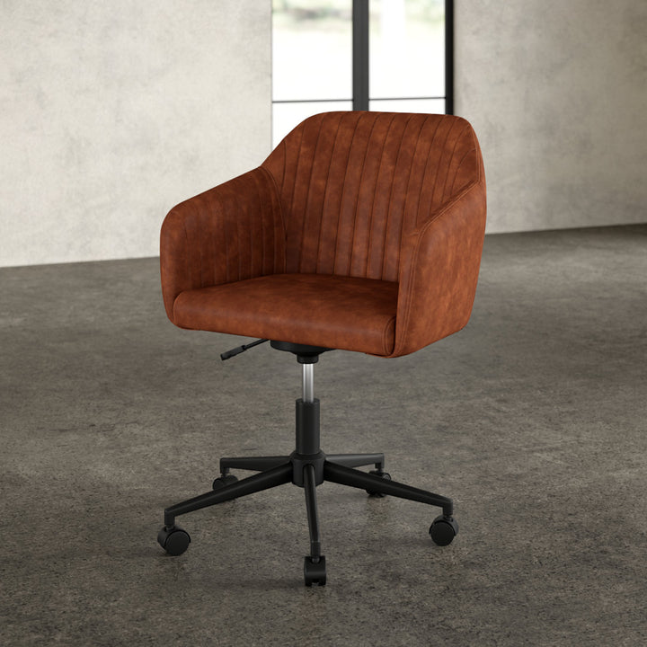 Flannigan Polyurethane Task Chair Greyleigh™ Upholstery Color: Brown