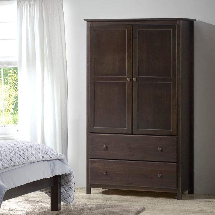 Shaker Wardrobe Armoire Grain Wood Furniture Color: Espresso