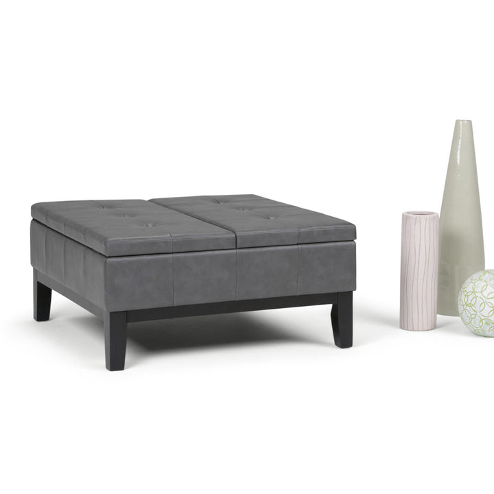 Dover Square Coffee Table Storage Ottoman,Assembled Simpli Home Fabric: Stone Gray