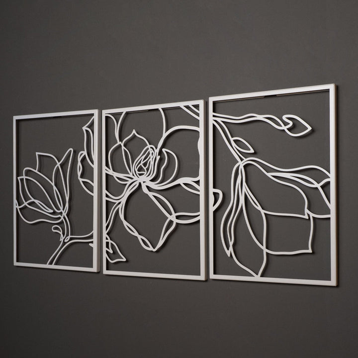 Metal Floral Wall Decor Set - 3 Piece Wall Art ARTEPERA Size: 18" H x 36" W x 1" D Finish: White