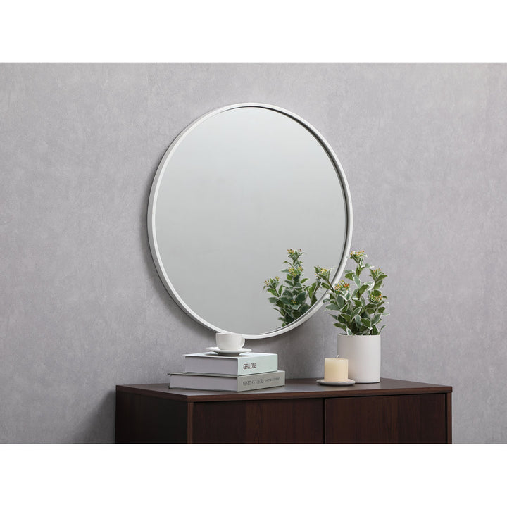 Sabine Metal Round Wall Mirror RE/FINE™ Size: 21" x 21" Finish: White