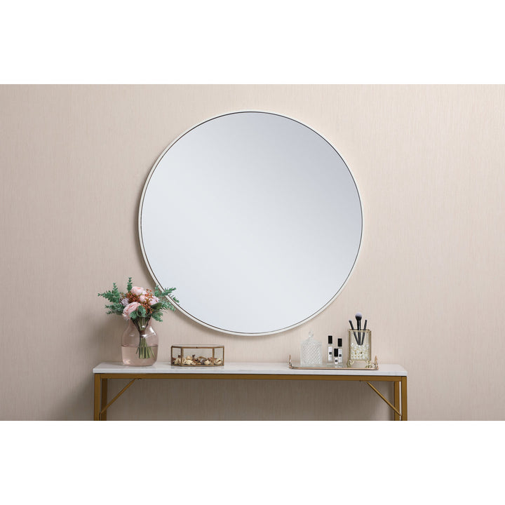 Sabine Metal Round Wall Mirror RE/FINE™ Size: 21" x 21" Finish: White