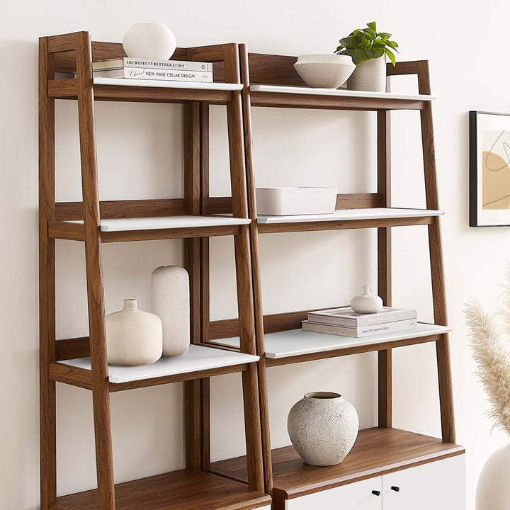Modway Bixby Wood Bookshelves - Set of 2 Modway Color: Walnut/White