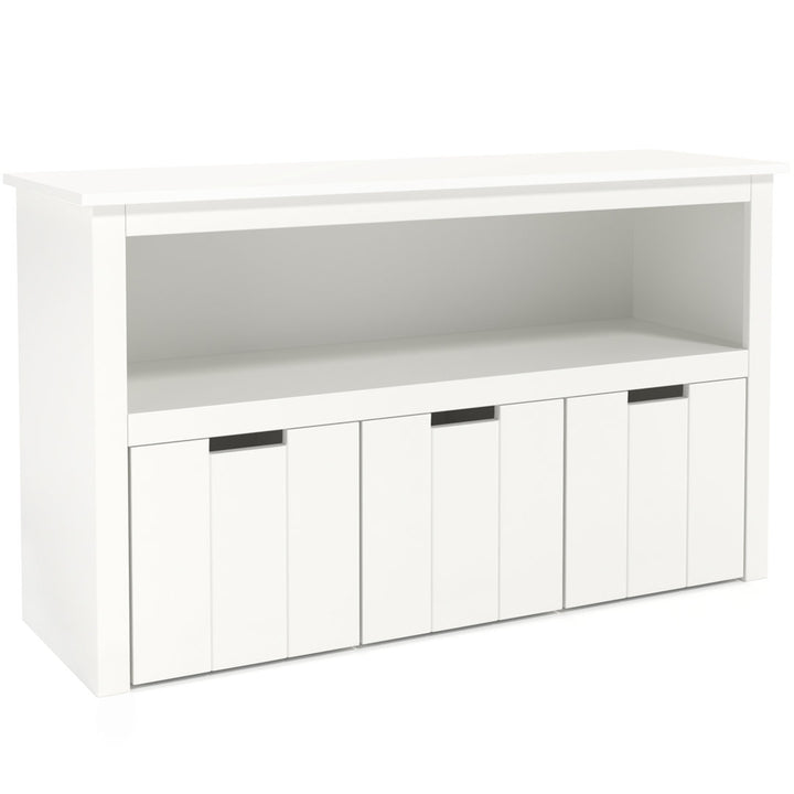 Bayze Bookcase with Removable Drawers, White Wade Logan® Wheels: Non-spinning Wheels