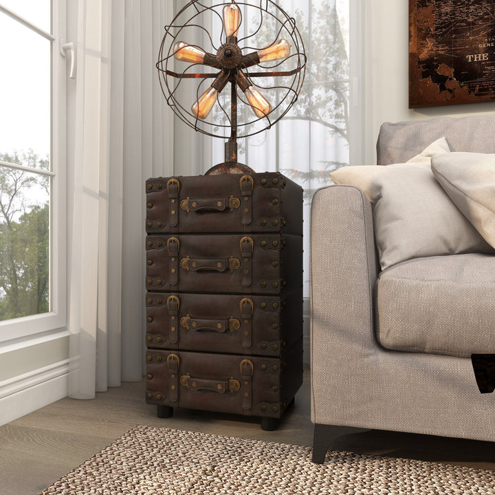 Urbana 4-Drawer Accent Chest with Buckle Straps & Gold Stud Accents Steelside™