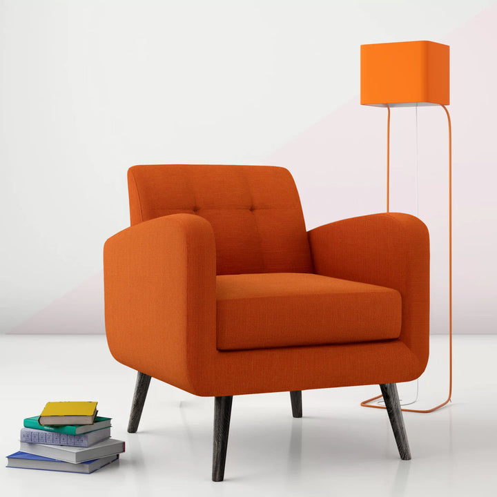 Caleena 29.5" Wide Tufted Armchair Wade Logan® Fabric: Orange Polyester