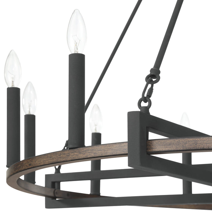 Avalee 12 - Light Living Room Steel Dimmable Wagon Wheel Chandelier UL Certified Lark Manor™ Finish: Weathered Walnut/Antique Zinc