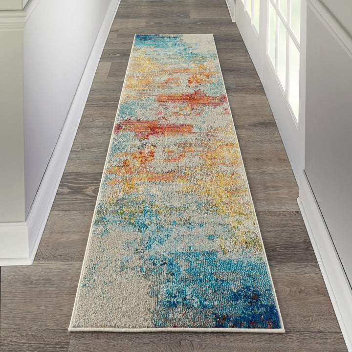 Adrihana Abstract Blue/Yellow Area Rug Williston Forge Rug Size: Runner 2'2" x 7'6"