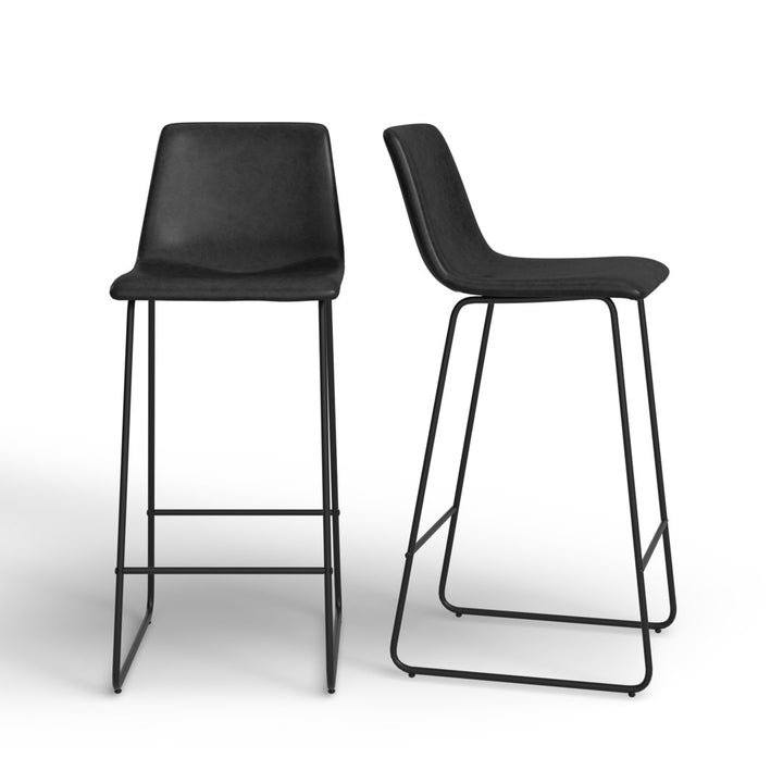 Liekele Upholstered Counter Height Modern Dining Stools by Flash Furniture (Set of 2) Ivy Bronx Seat Height: Bar Stool ( 30” Seat Height), Upholstery: Gray Faux Leather