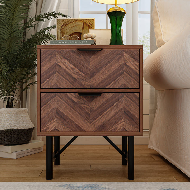 2 - Drawer Iron Nightstand in Brown Union Rustic