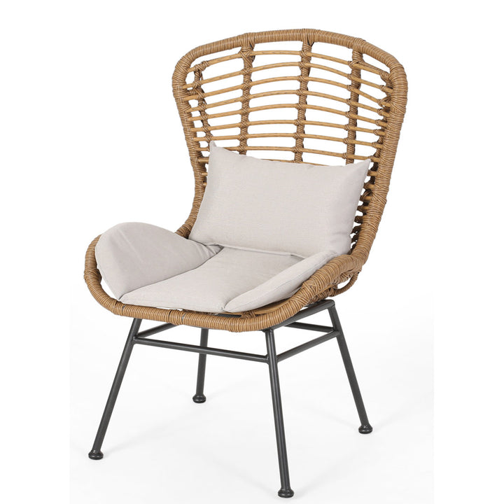 Frazer Patio Chair with Cushions (Set of 2) Mistana™ Frame Color: Light Brown Frame, Cushion Color: Beige