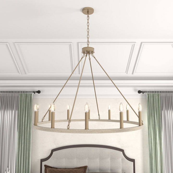 Avalee 12 - Light Living Room Steel Dimmable Candle Style Wagon Wheel Chandelier Lark Manor™ Finish: French Ash