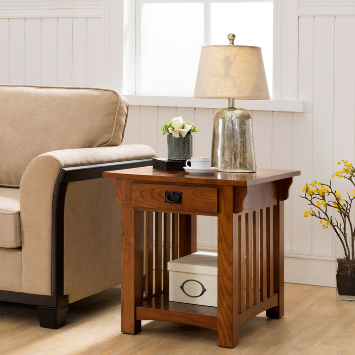 Mission Solid Wood End Table in Medium Oak Loon Peak®