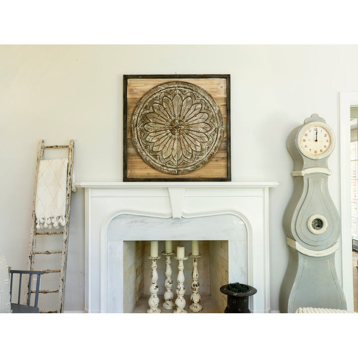 Knupp Tall Distressed Wood Grandfather Style Wall Clock Ophelia & Co.