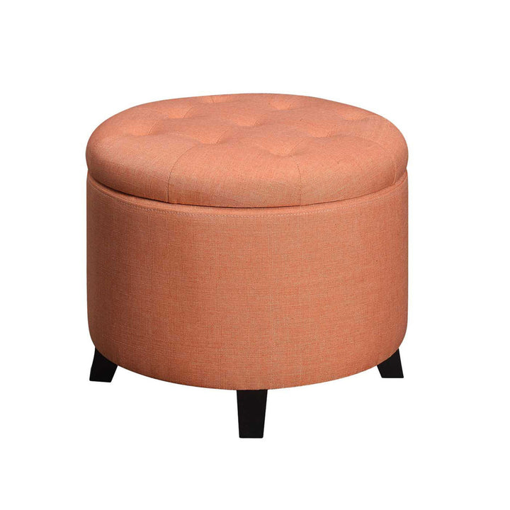 Avers 19.75" Wide Tufted Round Storage Ottoman Andover Mills™ Fabric: Coral Fabric