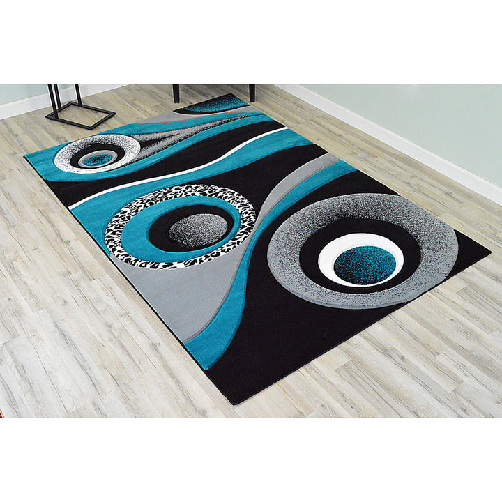 Mccampbell Abstract Turquoise/Gray/Black Area Rug Ivy Bronx Rug Size: Rectangle 8' x 11'