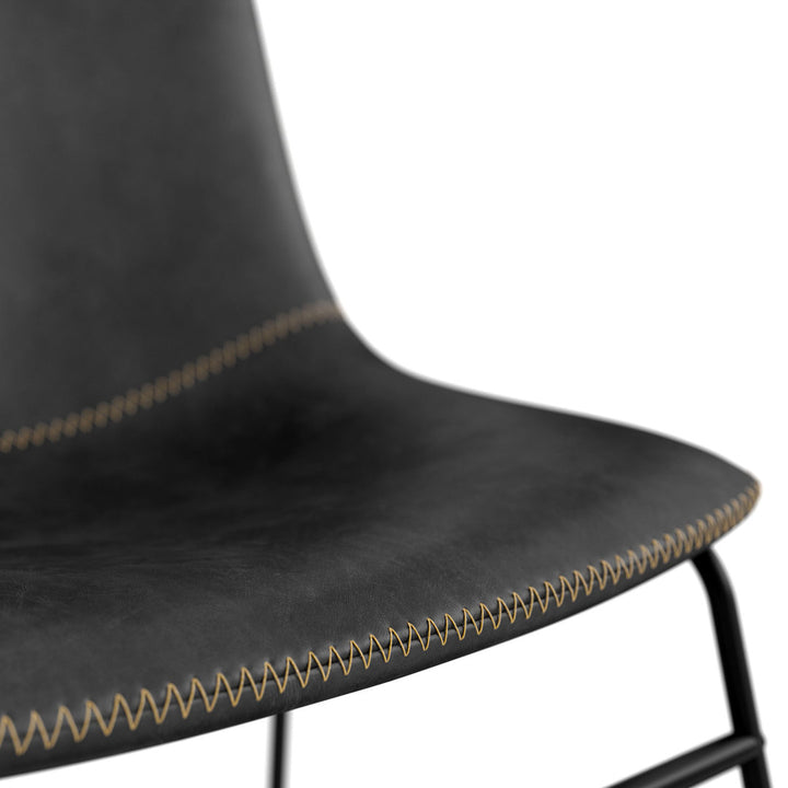Nia Vegan Leather Side Chair (Set of 2) AllModern Frame Color: Black, Upholstery Color: Black