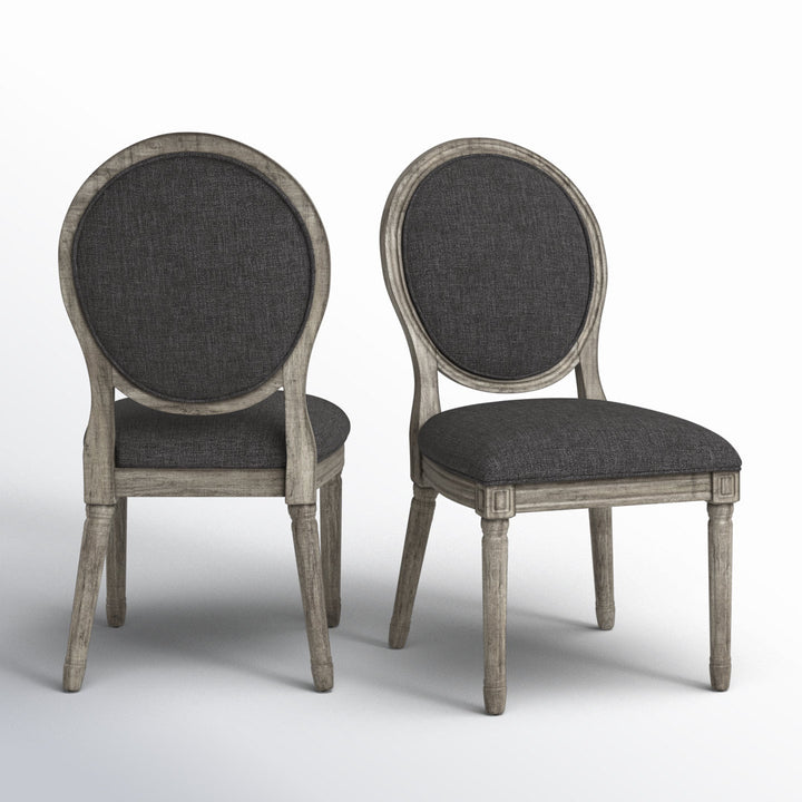 Libretto Linen Upholstered Side Chair (Set of 2) Kelly Clarkson Home Leg Color: Antique Gray Oak, Color: Dark Gray