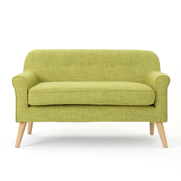 Deby 49.75" Flared Arm Loveseat George Oliver Upholstery Color: Muted Green Polyester