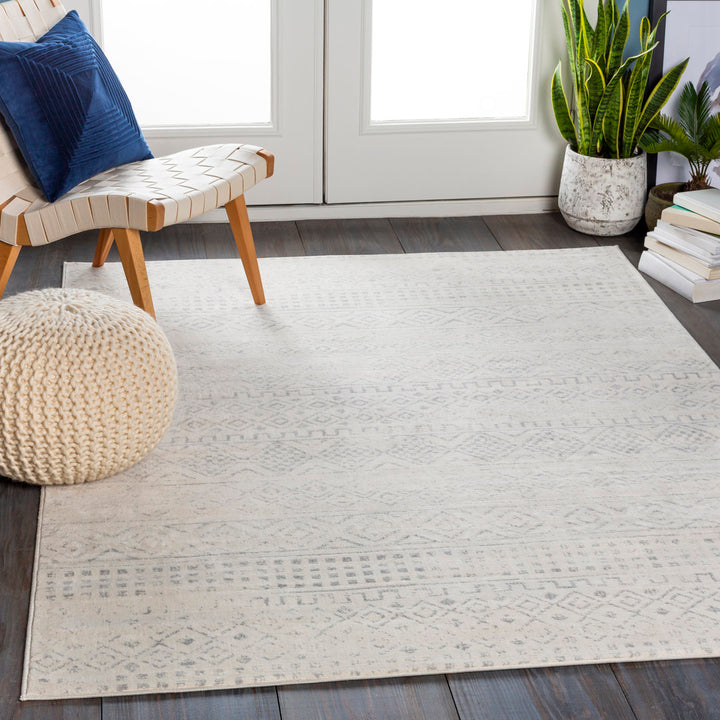 Herrod Machine Woven Gray/Ivory Area Rug Zipcode Design™ Rug Size: Square 7'10"