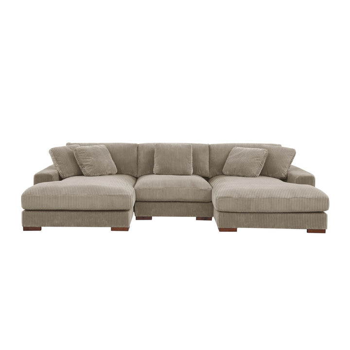 Cabbar 3-Piece Upholstered Sectional Wade Logan® Body Fabric: Camel Corduroy