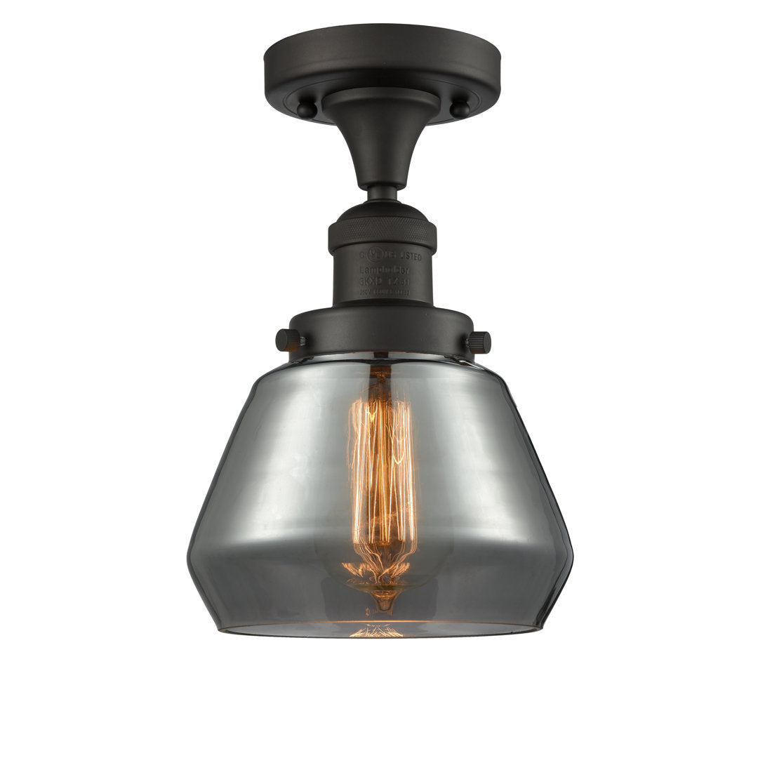 Chill 1 - Light 7" Simple Bell Semi Flush Mount Wade Logan® Shade Color: Smoked Fixture Finish: Oil Rubbed Bronze