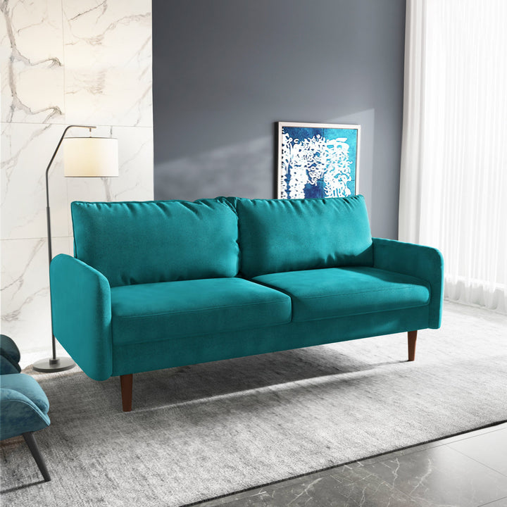 Anacapa 70" Velvet Round Arm Sofa Corrigan Studio® Fabric: Teal Blue Velvet
