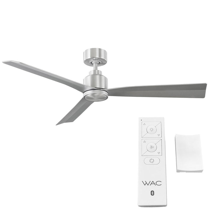 52" Smart Home Compatible 3 Blade Smart Ceiling Fan with Remote WAC Limited Fans Finish: Brushed Aluminum, Accessories: Without Light Kit