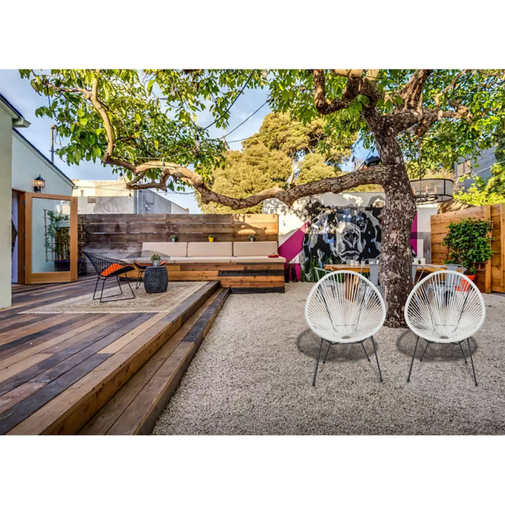 Gayden Woven Basket Patio Chair (Set of 2) George Oliver Color: White