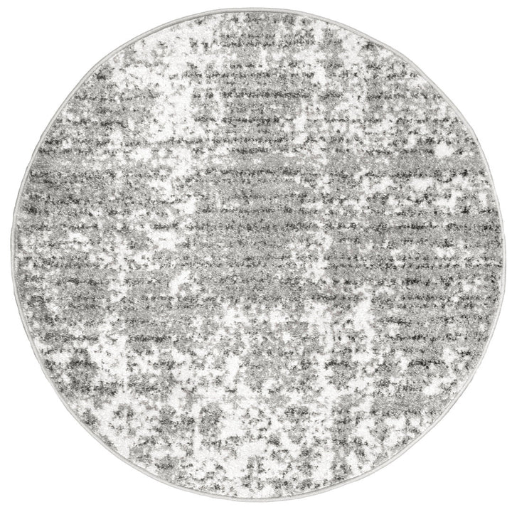 Deedra Modern Abstract Power Loom Performance Gray/White Rug 17 Stories Rug Size: Round 10'