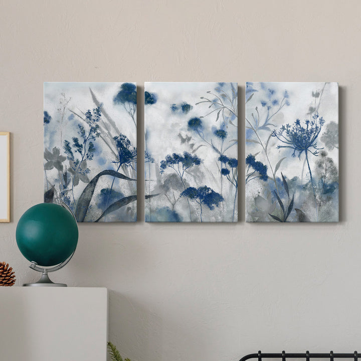 Inky Indigo - 3 Piece Picture Frame Print on Canvas Lark Manor™ Size: 48" H x 96" W x 1" D