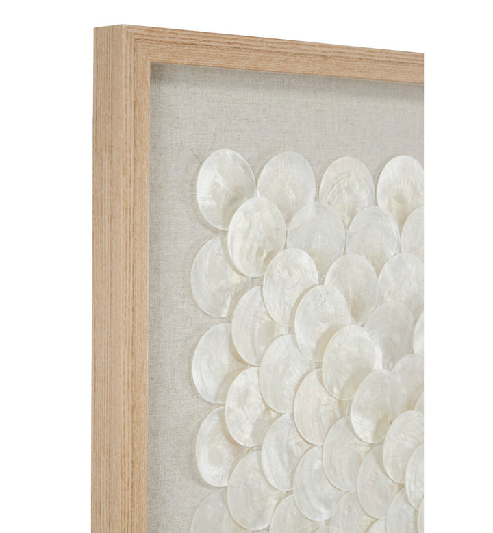 2 Piece Cream Shell Handmade Overlapping Shells Geometric Shadow Box with Canvas Backing Set Sand & Stable™
