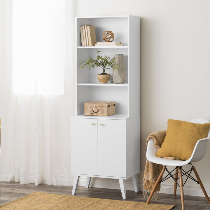 Guthmar Mid-Century Modern Tall Bookcase With Adjustable Shelves George Oliver Color: White