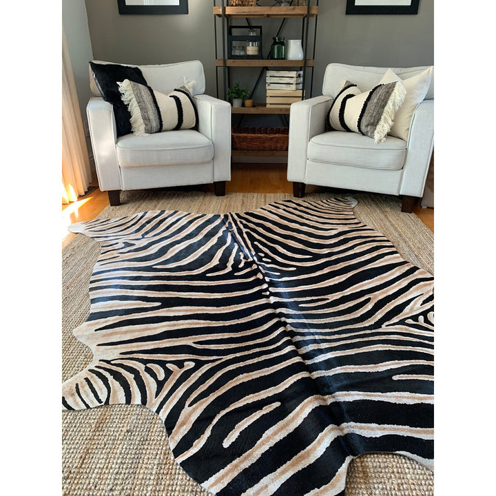 Annecorinne Genuine Zebra Cowhide Brown/Black Area Rug Everly Quinn