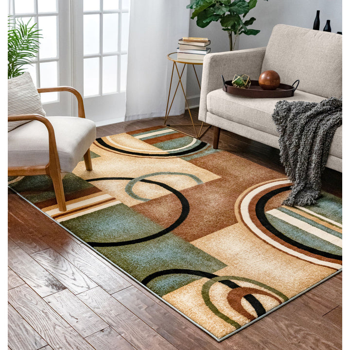 Abbie Arcs & Shapes Light Blue Modern Rug Winston Porter Rug Size: Rectangle 5'3" x 7'3"
