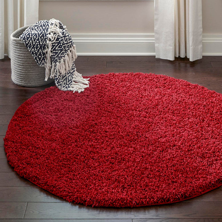 Angeline Cherry Red Area Rug Ebern Designs Rug Size: Round 3'3"
