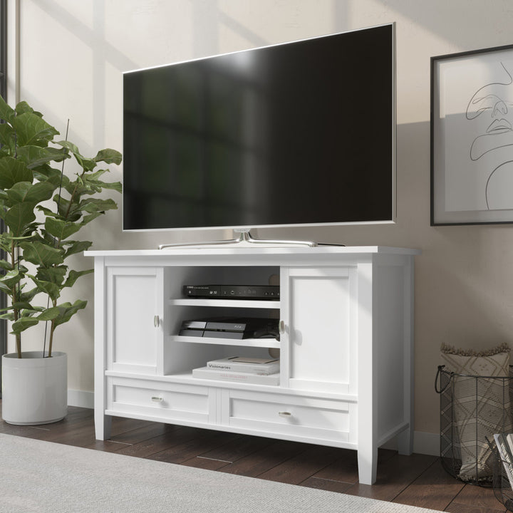 Warm Shaker SOLID WOOD TV Media Stand iFor TVs up to 50 inches Simpli Home Color: White
