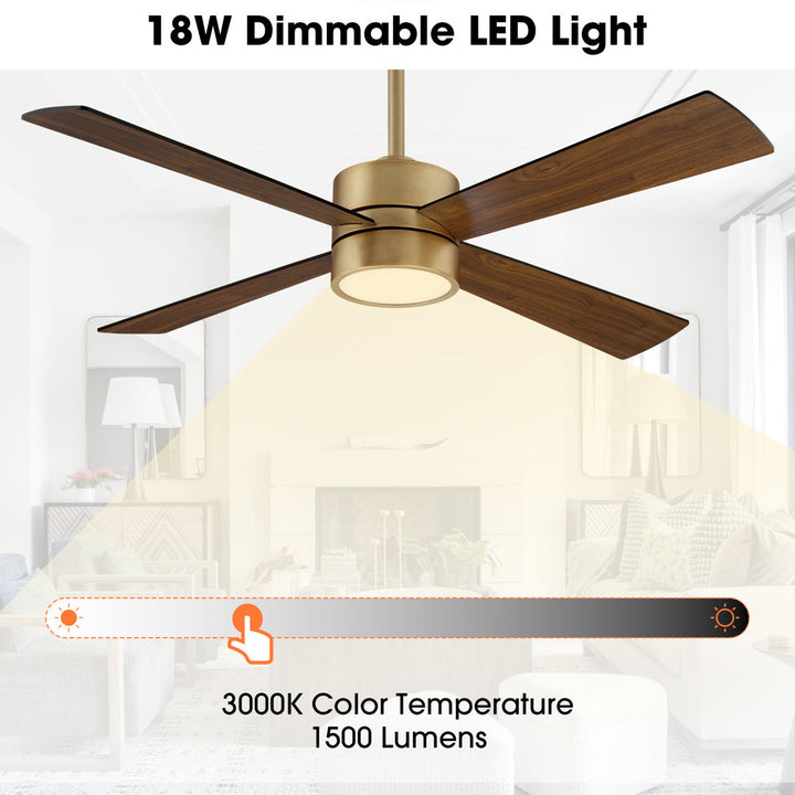 52" 4 - Blade Ceiling Fan With LED Lights And Remote Control Included Wade Logan®