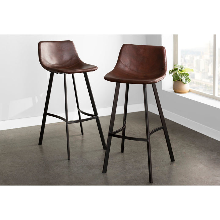 Kayenta 29" Bar Stool (Set of 2) 17 Stories Finish: Black, Upholstery: Snake Skin Brown