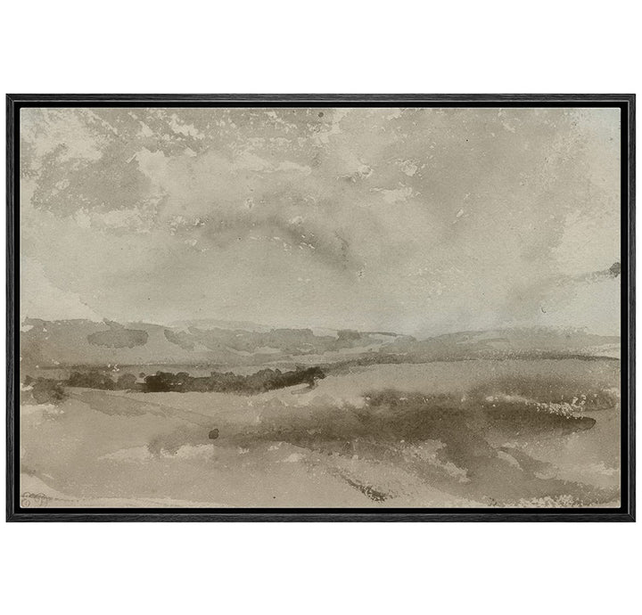 SIGNLEADER Framed Canvas Print Wall Art Pastel Brown Mountain Valley Landscape Nature Wilderness Illustrations Modern Art Decorative Minimal Rustic For Living Room, Bedroom, Office SIGNLEADER Size: 24" H x 36" W x 1.5" D Format: Black