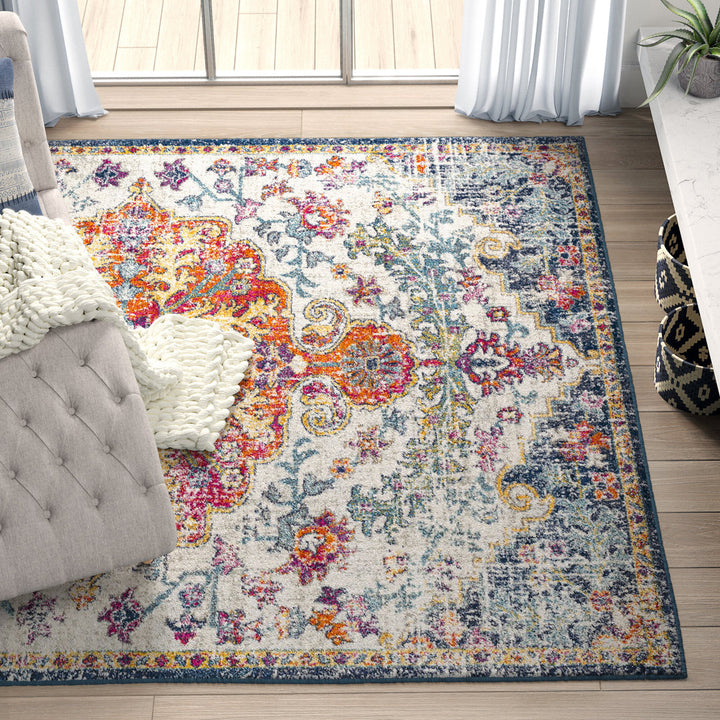 Hillsby Oriental Blue/Orange Area Rug Mistana™ Rug Size: Rectangle 10' x 14'